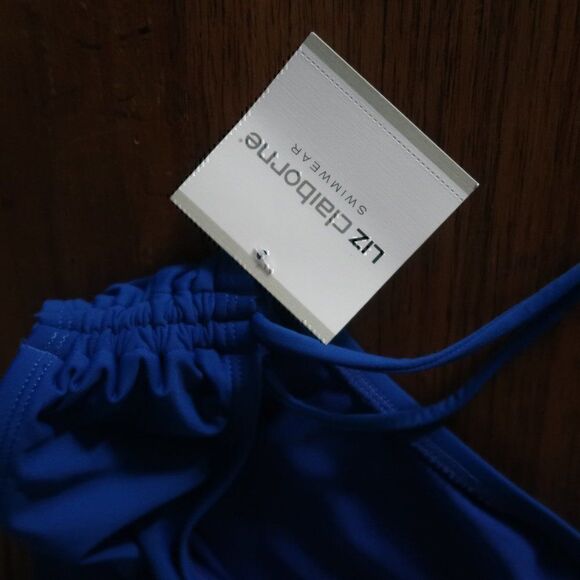 LIZ CLAIBORNE ROYAL BLUE ROUCHED BIKINI SWIM BOTTOMS SIZE 14 NWT - Picture 2 of 5
